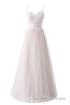 Girly Spaghetti Straps Long A-line Floor Length Wedding Dress
