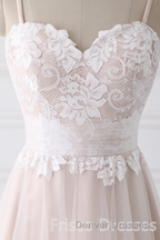 Girly Spaghetti Straps Long A-line Floor Length Wedding Dress