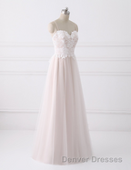 Girly Spaghetti Straps Long A-line Floor Length Wedding Dress