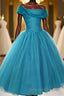 Peacock Blue Square Neck A Line Homecoming Dress