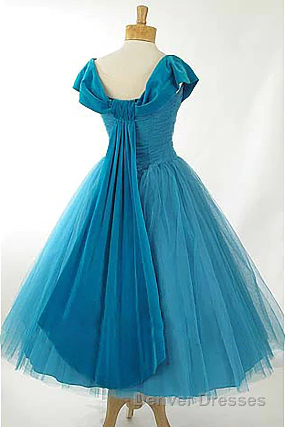 Peacock Blue Square Neck A Line Homecoming Dress Secondary image