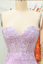 Purple Lace Tight Short Hoco Dress