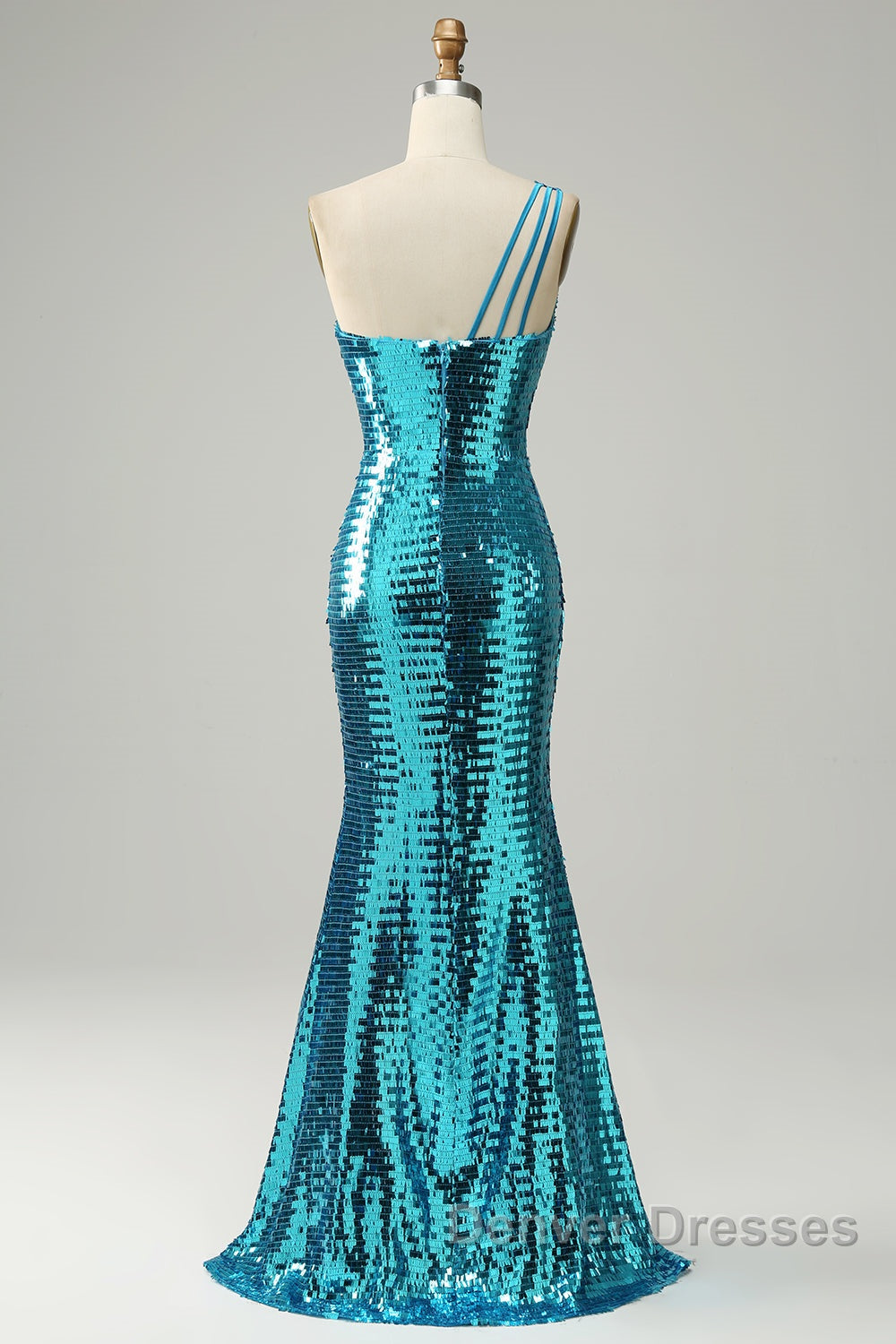 Sparkly Blue Sequins One Shoulder Long Prom Dress with Slit Secondary image