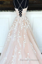Hottest Elegant Spaghetti Straps Backless Lace Long Princess Prom Dress For Teens