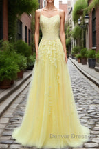 Purple Tulle Prom Dress with Appliques