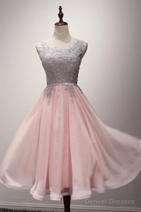 A-Line Appliques Ribbons Scoop Knee-Length Homecoming Dress Main image