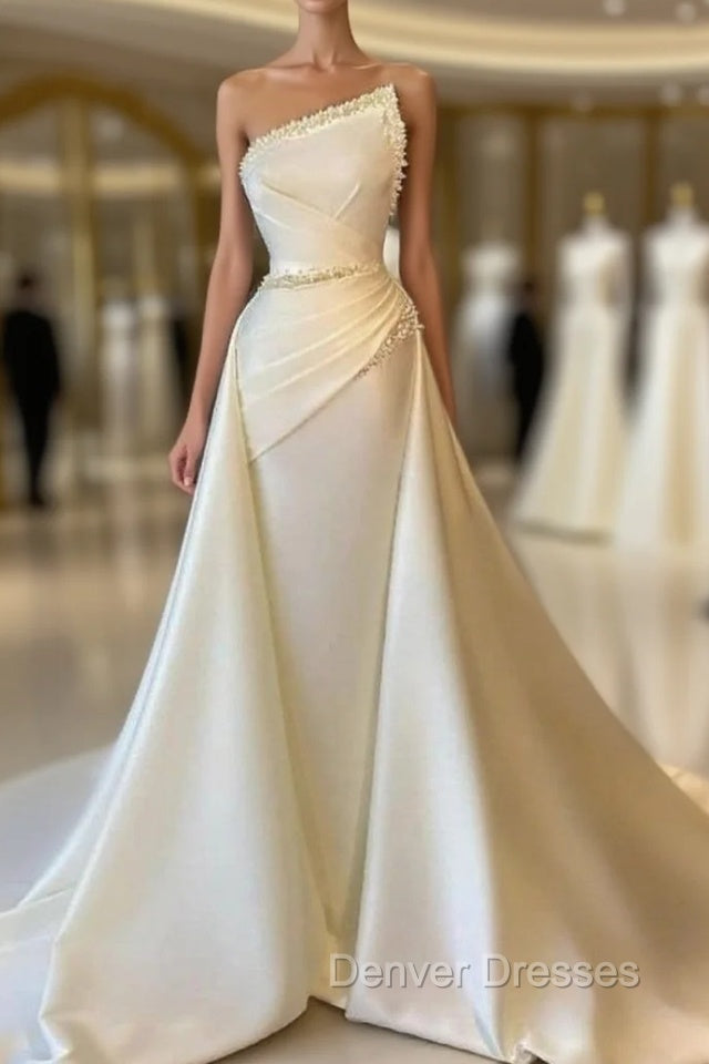 A-line Asymmetrical Beaded Floor-length Open Back Sleeveless Prom Dress Main image