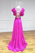 A-Line Backless Long Prom Dress, Red Long Evening Dress