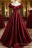 A-Line Ballgown Satin Long Party Dress Off Shoulder Sweetheart Floor Length Prom Dress