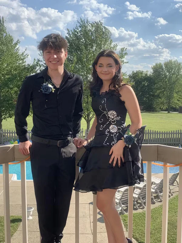 A Line Black Ruffle Short Prom Dress Homecoming Dress