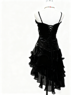 A Line Black Ruffle Short Prom Dress Homecoming Dress