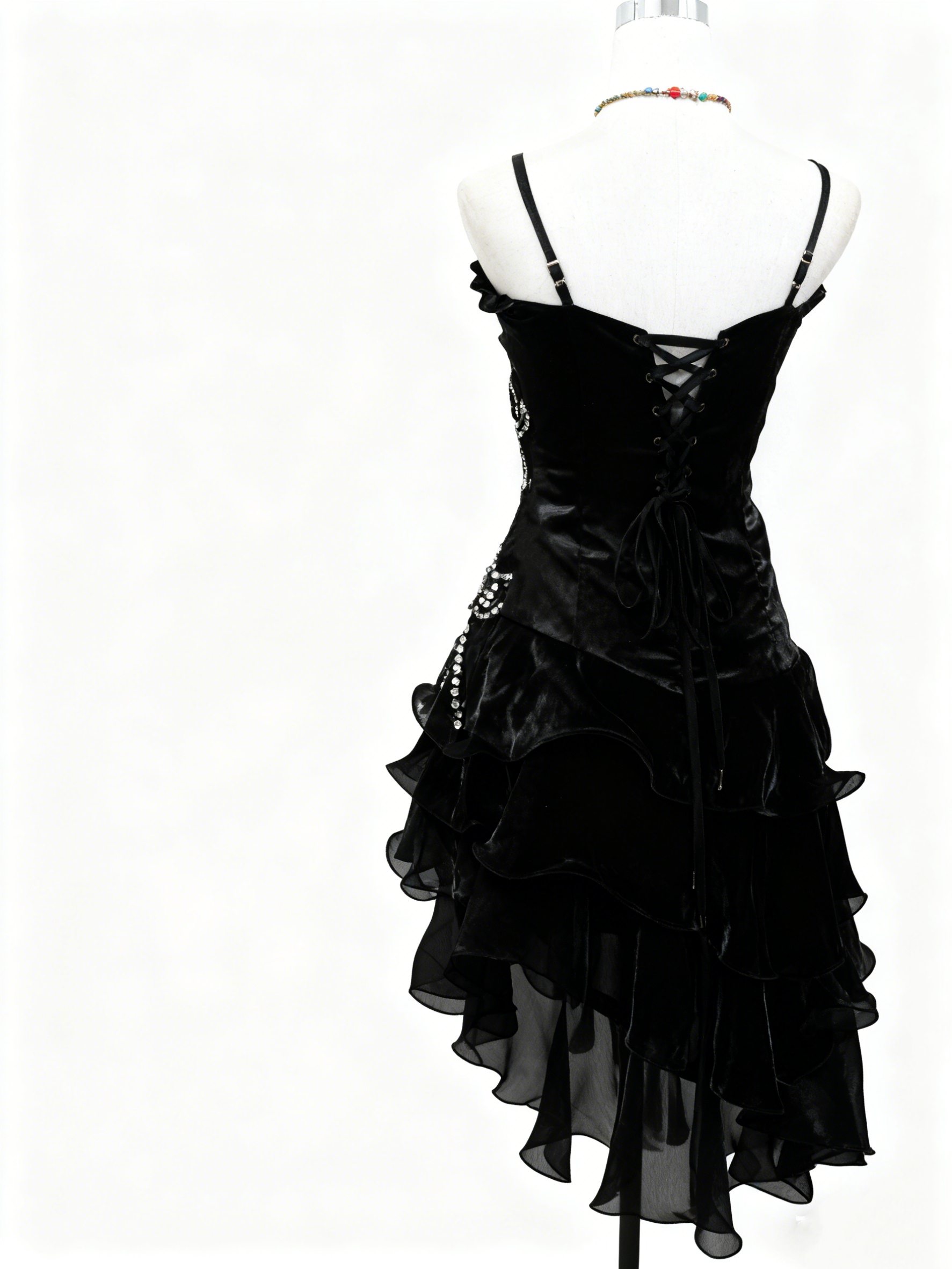 A Line Black Ruffle Short Prom Dress Homecoming Dress