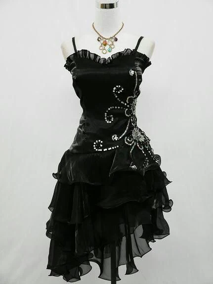 A Line Black Ruffle Short Prom Dress Homecoming Dress