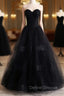 A-Line Black Tulle Sweetheart Prom Dress