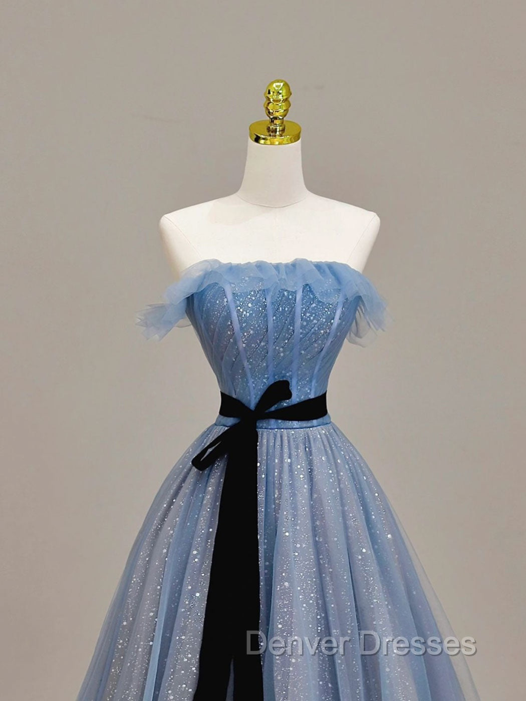 A-Line Blue Long Prom Dress, Tulle Sequin Long Blue Formal Evening Dress Secondary image
