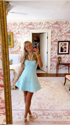 A Line Blue Short Party Dress Cocktail Dress Homecoming Dress