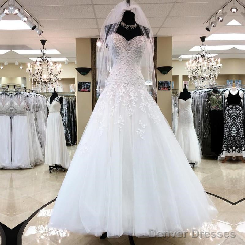 A Line Bodice Corset Sweetheart Tulle Wedding Dress Lace Appliques Main image