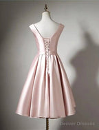 A-Line Bridesmaid Dress Off Shoulder Sleeveless Elegant Tea Length Satin With Bow(S) / Pleats