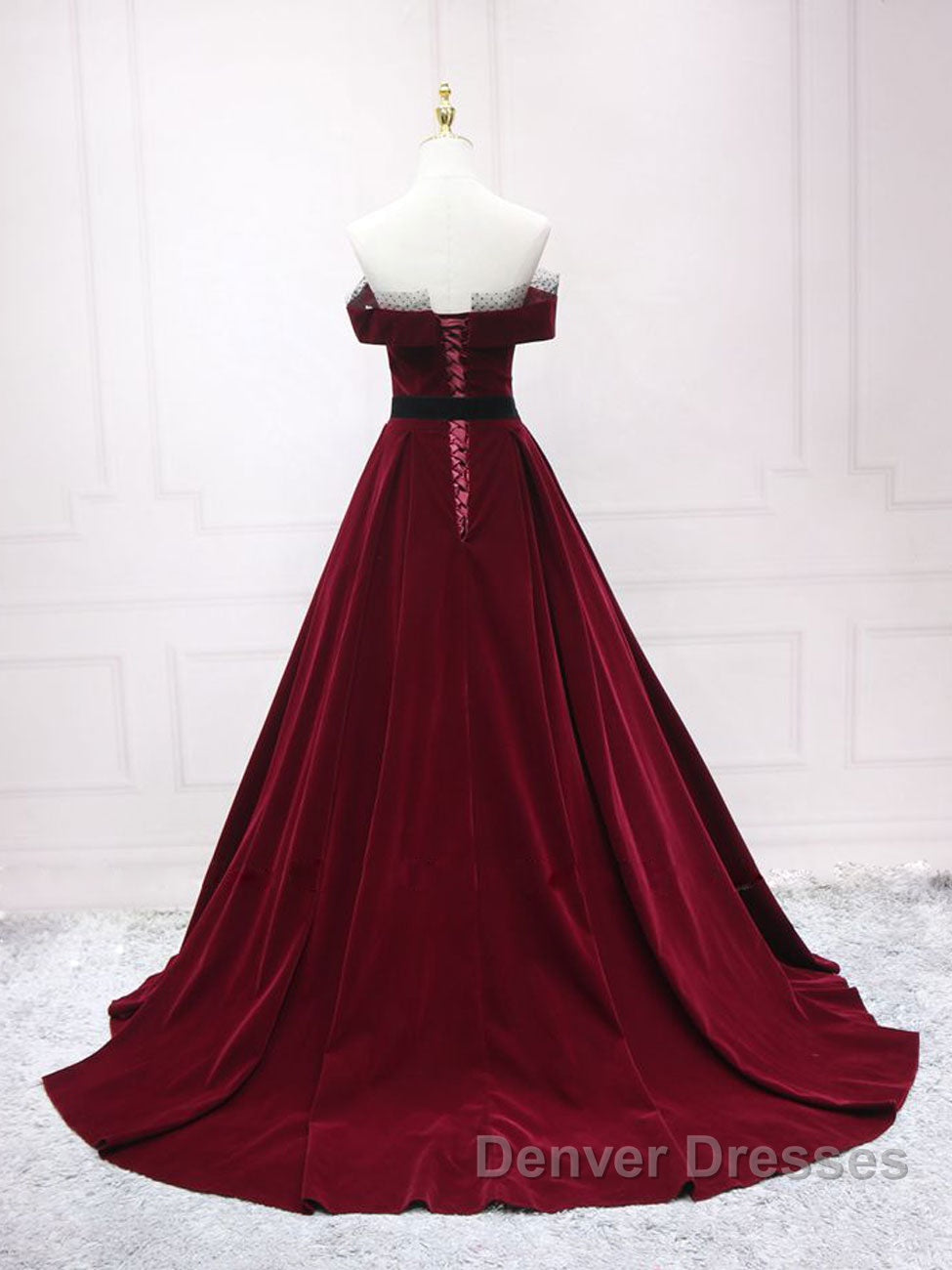 A-Line Burgundy Long Prom Dress, Burgundy Formal Evening Dress