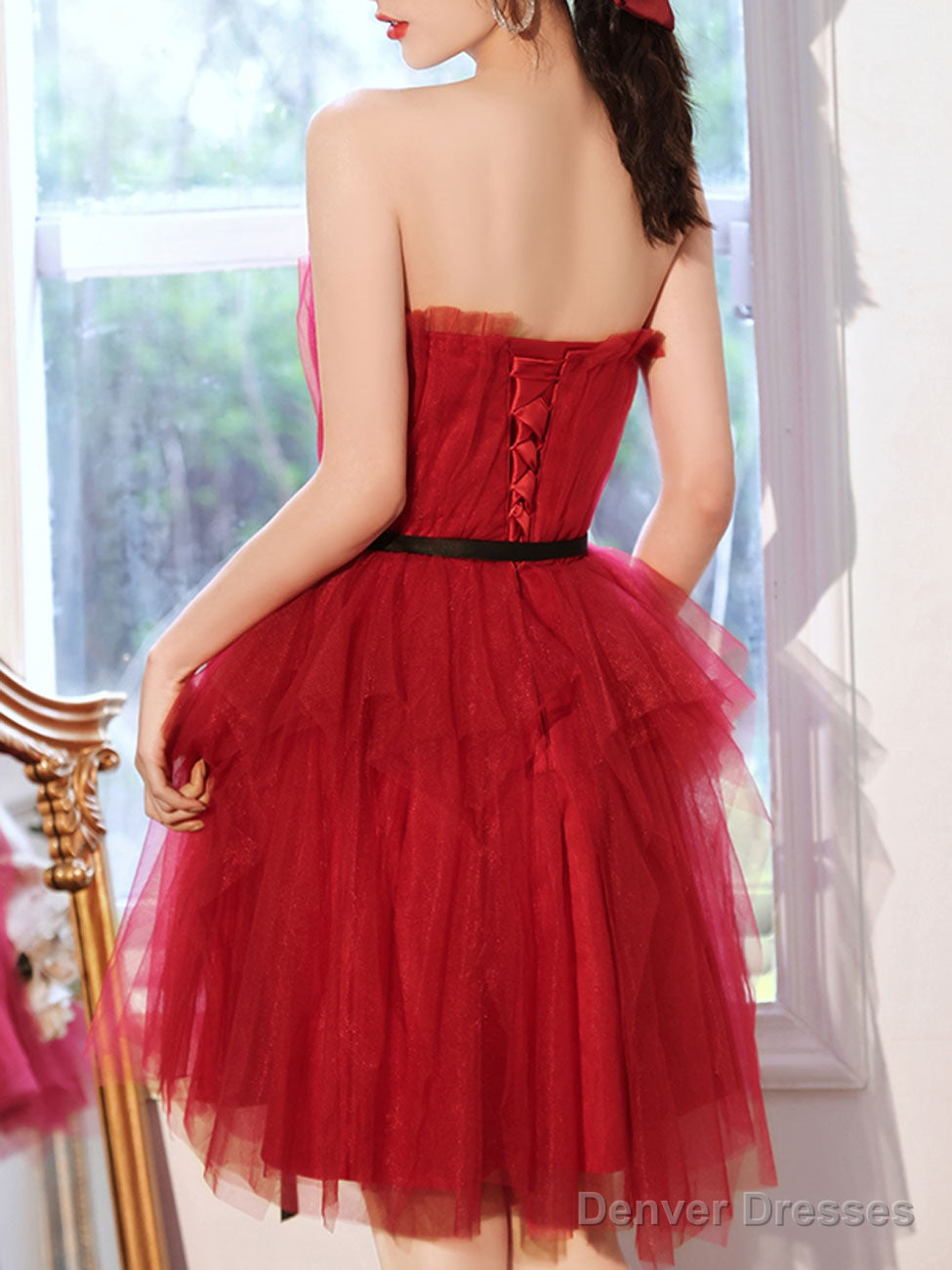 A Line Burgundy Short Prom Dresses, Cute Burgundy Homecoming Dress Secondary image