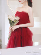 A Line Burgundy Short Prom Dresses, Cute Burgundy Homecoming Dress