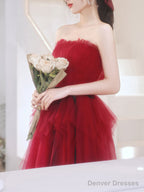 A Line Burgundy Short Prom Dresses, Cute Burgundy Homecoming Dress