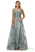 A-line Cap Sleeve Jewel Appliques Lace Floor-length Prom Dresses