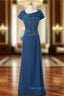 A-line Cap Sleeves Royal Blue Mother Of The Bride Dress