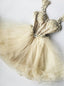 A-Line Champagne Tulle Straps Short Homecoming Dress