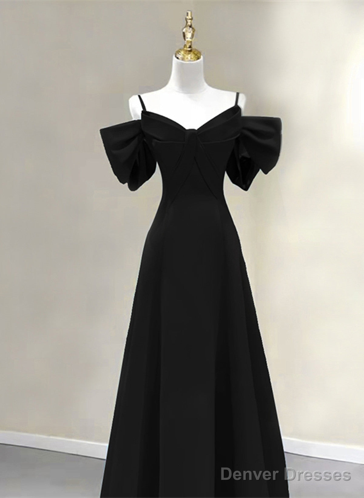 A-Line Chiffon Black Off Shoulder Sweetheart Prom Dress, Black Chiffon Party Dress Secondary image