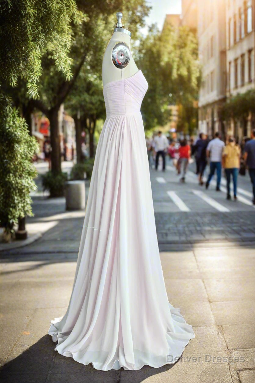 A-line Chiffon Gown Sweetheart Strapless Ruffles Long Bridesmaid Dress Secondary image