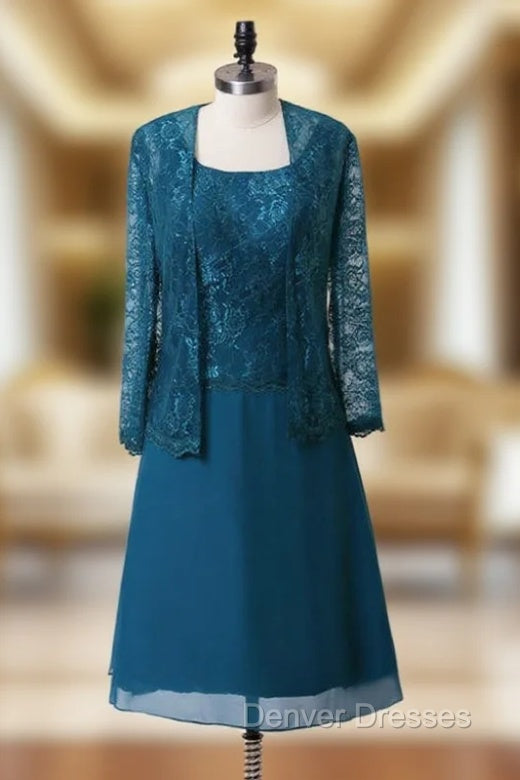 A-line Chiffon Lace Blue Mother Of The Bride Dress With Jacket Main image