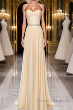 A-Line Chiffon Long Prom Dress, Sweetheart Neck Chiffon Formal Dress