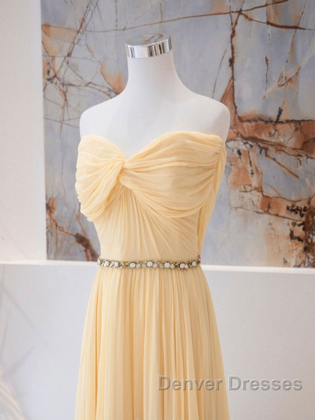 A-Line Chiffon Long Prom Dress, Sweetheart Neck Chiffon Formal Dress