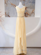 A-Line Chiffon Long Prom Dress, Sweetheart Neck Chiffon Formal Dress