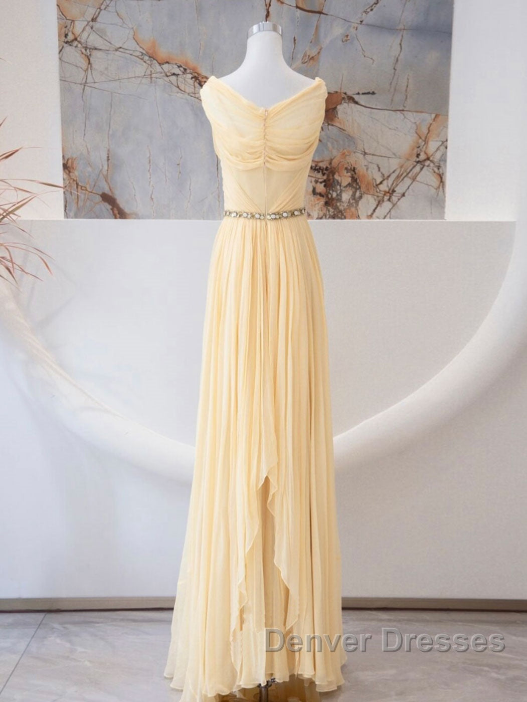 A-Line Chiffon Long Prom Dress, Sweetheart Neck Chiffon Formal Dress