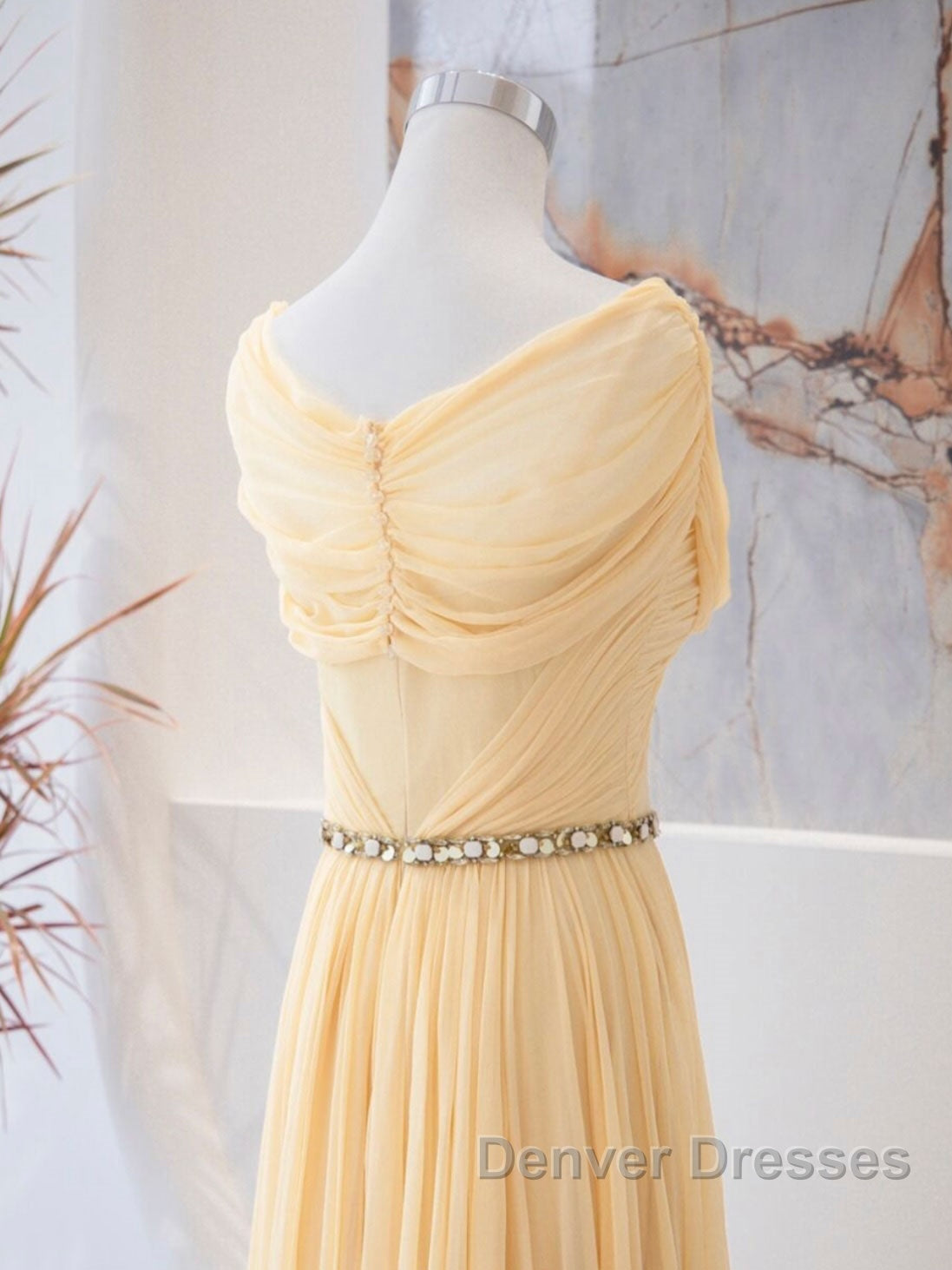 A-Line Chiffon Long Prom Dress, Sweetheart Neck Chiffon Formal Dress