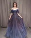 A-Line Dark Purple Tulle Long Prom Dress, Purple Formal Party Dress