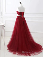 A-Line Elegant Quinceanera Prom ValentineS Day Dress Strapless Sleeveless Chapel Train Satin With Crystals