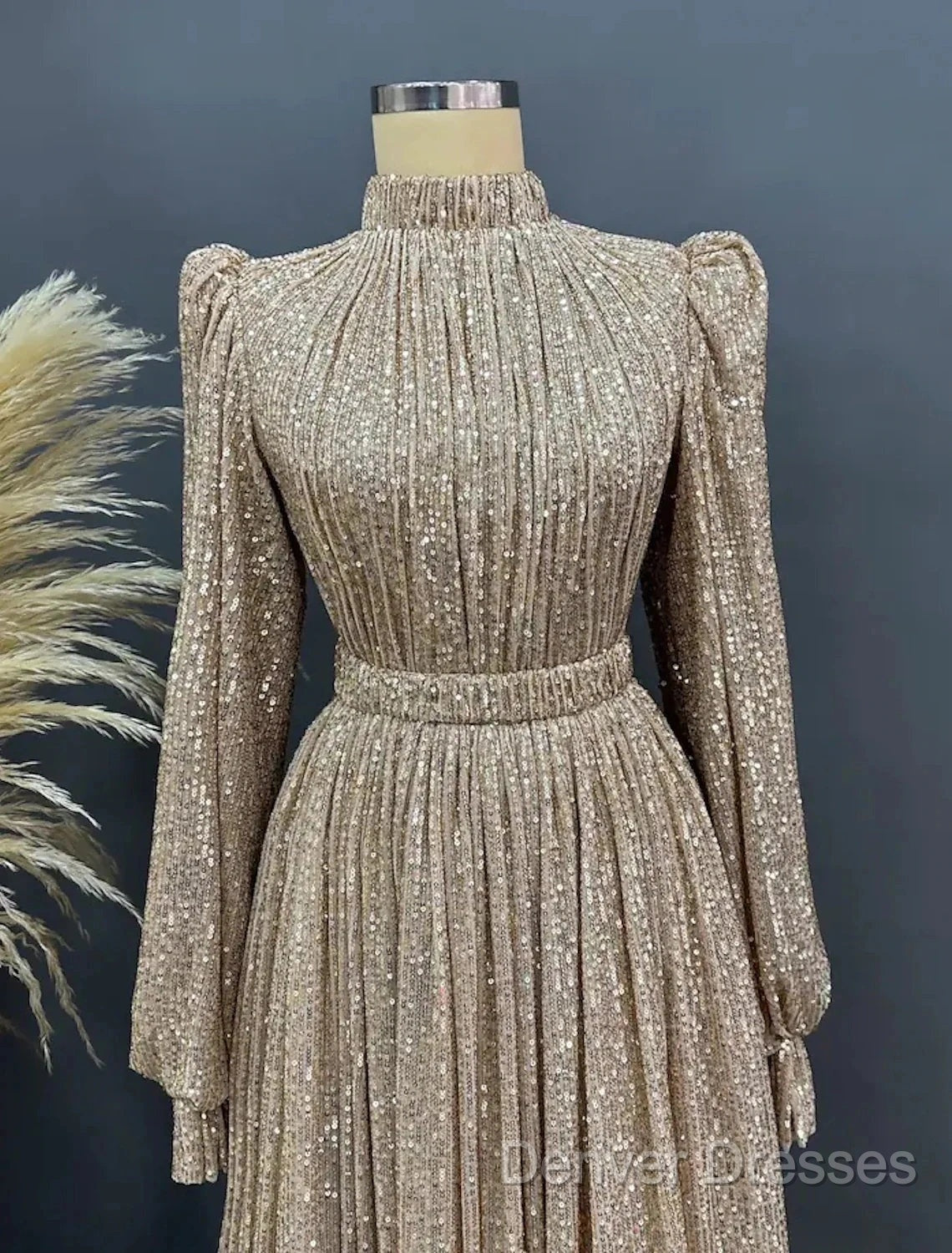 A-Line Evening Gown Elegant Dress Red Green Dress Black Tie Floor Length Long Sleeve Jewel Neck Fall Wedding Guest Sequined With Ruched Secondary image