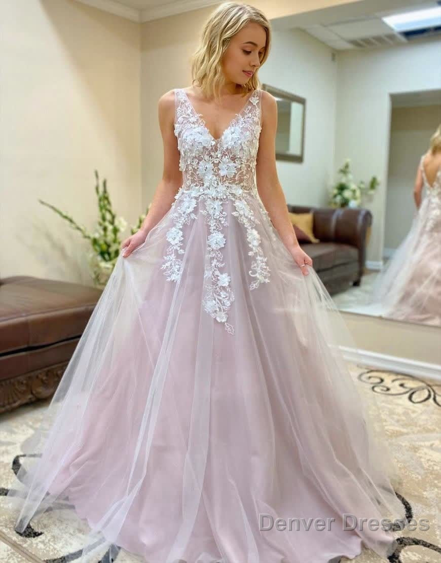 A-Line Floor Length Prom Evening Dress With Appliques Main image