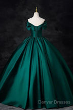 A-Line Formal Satin Floor Length V-Neck Evening Dress Elegant Prom Dress