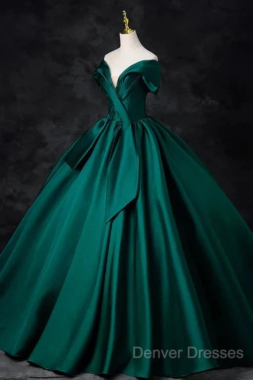 A-Line Formal Satin Floor Length V-Neck Evening Dress Elegant Prom Dress