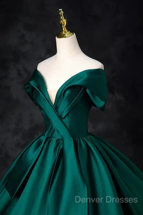 A-Line Formal Satin Floor Length V-Neck Evening Dress Elegant Prom Dress