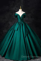 A-Line Formal Satin Floor Length V-Neck Evening Dress Elegant Prom Dress
