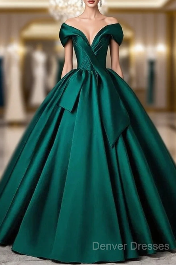 A-Line Formal Satin Floor Length V-Neck Evening Dress Elegant Prom Dress Main image
