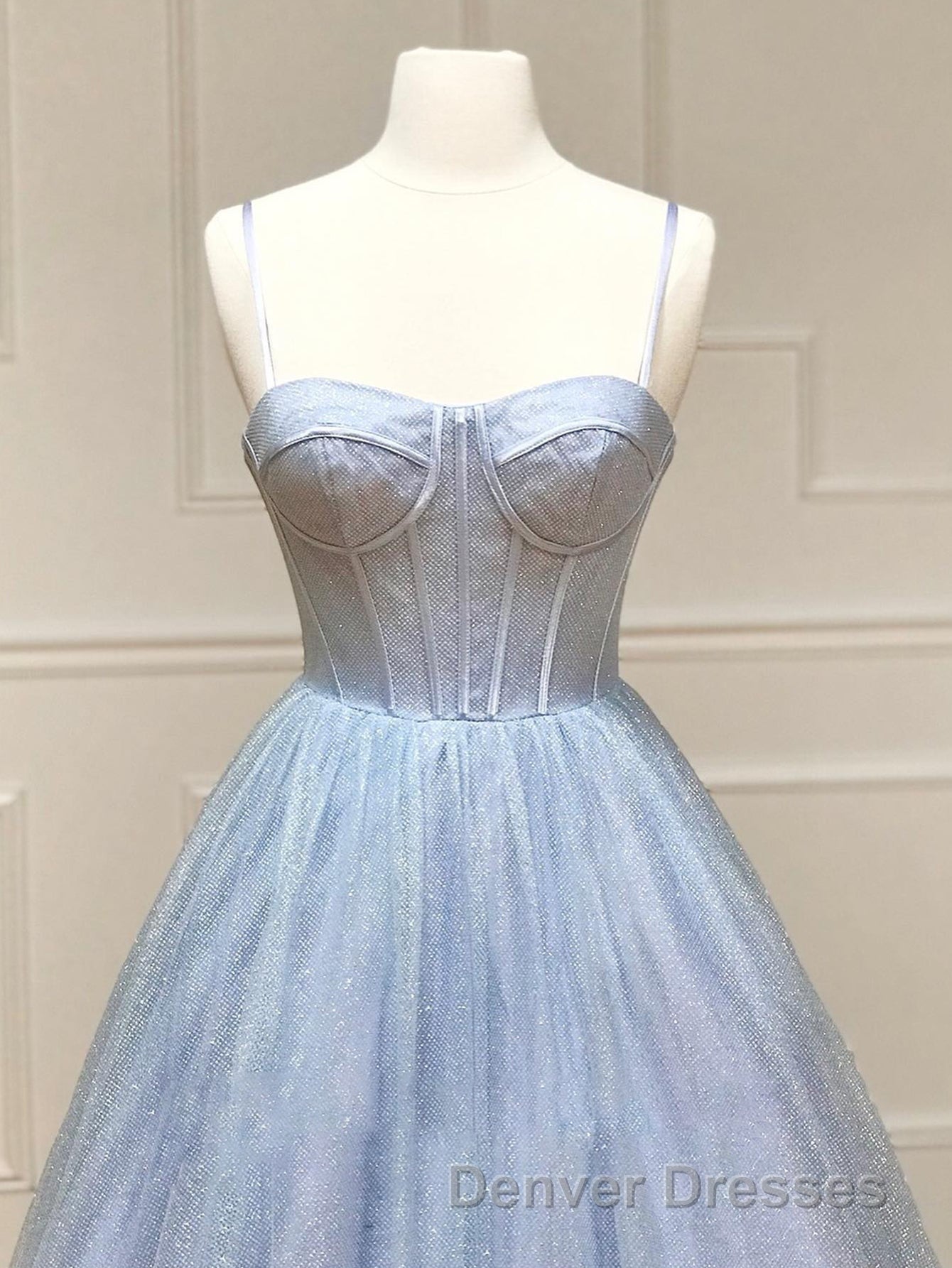 A Line Glitter Tulle Prom Dress with Pockets
