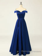 A-Line Green Off Shoulder Long Prom Dress, Green Formal Evening Dress