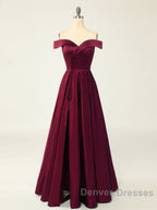 A-Line Green Off Shoulder Long Prom Dress, Green Formal Evening Dress