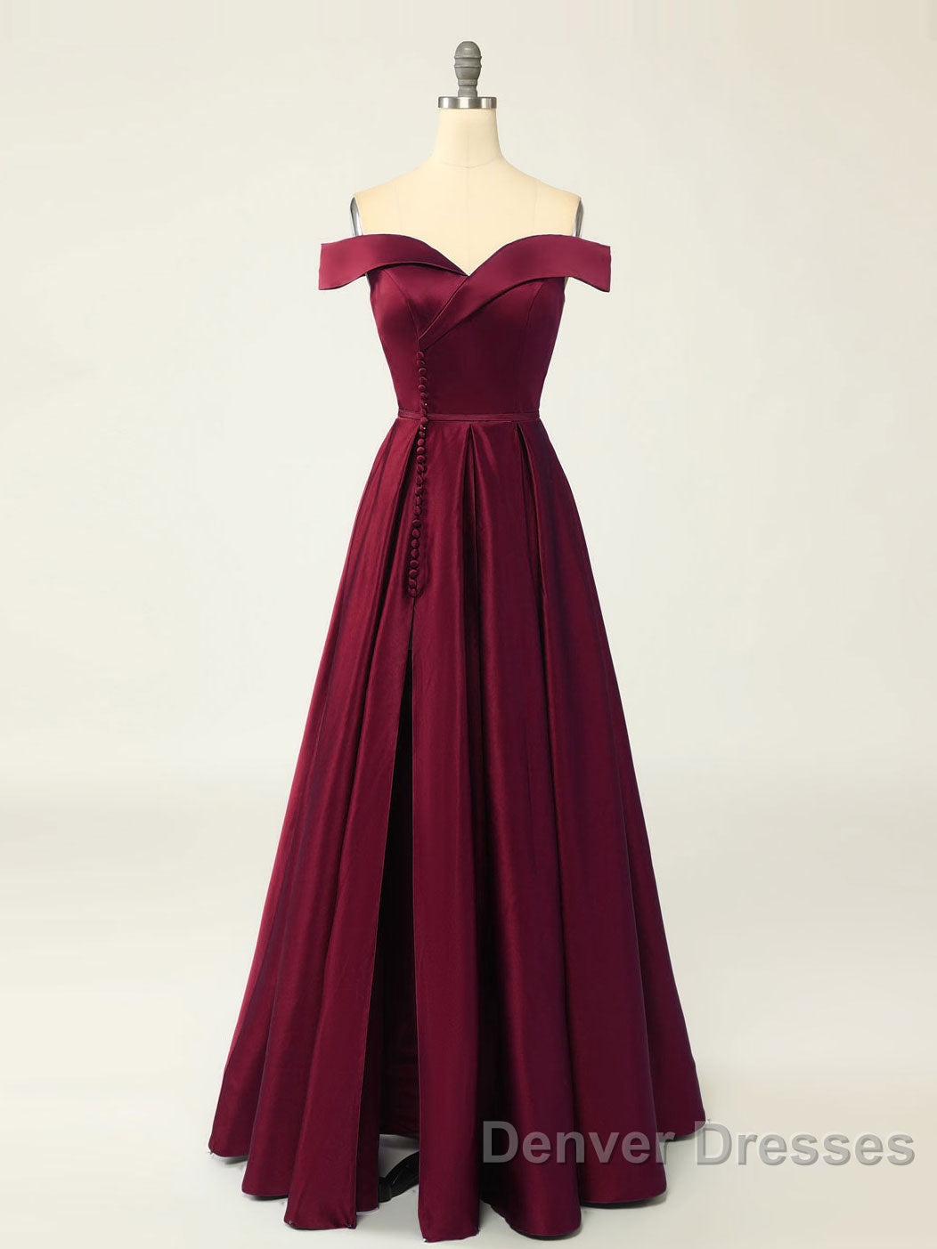 A-Line Green Off Shoulder Long Prom Dress, Green Formal Evening Dress